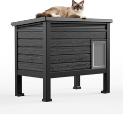 Yafylly Deluxe Outdoor Cat House with Removable Divider, Black