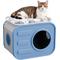 Show in main carousel: Yafylly Indoor Camera-Style Cat Bed with Plush Cushion, Grey & Blue slide 3 of 9