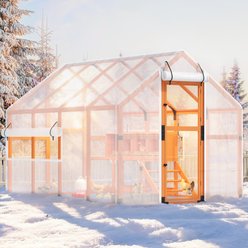 Coziwow Outdoor Run Wooden Chicken Coop with Nesting Boxes, Large: 107-in, Orange