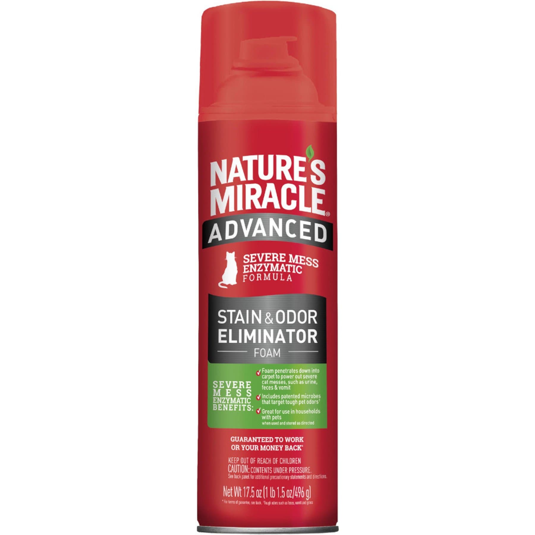 Nature's Miracle Advanced Cat Enzymatic Stain Remover & Odor Eliminator Foam, 17.5-fl oz bottle