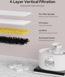 PEKTACO Wireless Automatic Rechargeable Battery Operated Cat Water Fountain with 2 Flow Modes, 2.8-L, White slide 2 of 8