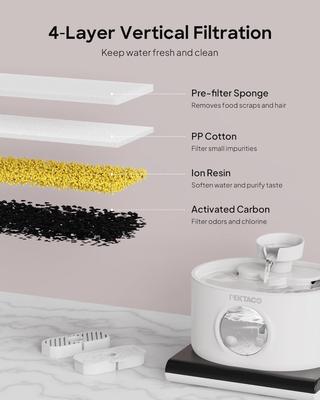 Show full view: PEKTACO Wireless Automatic Rechargeable Battery Operated Cat Water Fountain with 2 Flow Modes, 2.8-L, White slide 9 of 9