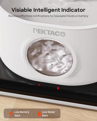 Show full view: PEKTACO Wireless Automatic Rechargeable Battery Operated Cat Water Fountain with 2 Flow Modes, 2.8-L, White slide 8 of 9