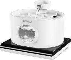 PEKTACO Wireless Automatic Rechargeable Battery Operated Cat Water Fountain with 2 Flow Modes, 2.8-L, White