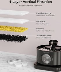 PEKTACO Wireless Automatic Rechargeable Battery Operated Cat Water Fountain with 2 Flow Modes, 2.8-L, Black slide 2 of 8