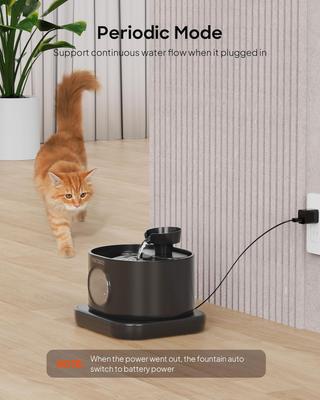 Show full view: PEKTACO Wireless Automatic Rechargeable Battery Operated Cat Water Fountain with 2 Flow Modes, 2.8-L, Black slide 6 of 8