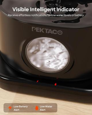 Show full view: PEKTACO Wireless Automatic Rechargeable Battery Operated Cat Water Fountain with 2 Flow Modes, 2.8-L, Black slide 7 of 8