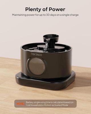 Show full view: PEKTACO Wireless Automatic Rechargeable Battery Operated Cat Water Fountain with 2 Flow Modes, 2.8-L, Black slide 2 of 8