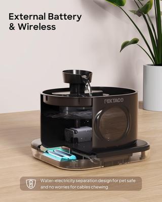 Show full view: PEKTACO Wireless Automatic Rechargeable Battery Operated Cat Water Fountain with 2 Flow Modes, 2.8-L, Black slide 3 of 8