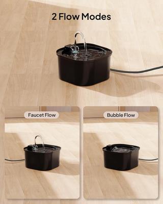 Show full view: PEKTACO Super Silent Automatic BPA-Free Cat Water Fountain with 3 Pack of Filters & Sponges, Silver, 2.5-L slide 6 of 7