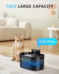 PEKTACO Wireless Rechargeable Automatic Cat Water Fountain with Motion Sensor, Black, 2.2-L slide 2 of 8