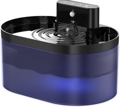 PEKTACO Wireless Rechargeable Automatic Cat Water Fountain with Motion Sensor, Black, 2.2-L