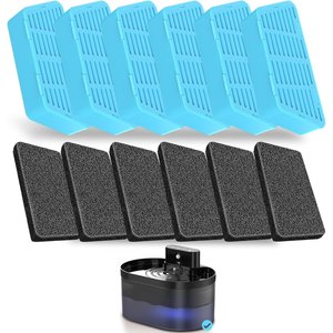 PEKTACO Replacement Cat Water Fountain Filters, 2.2L/74oz Automatic Pet Water Fountain Replacement Filters And Sponges(6 Pack)