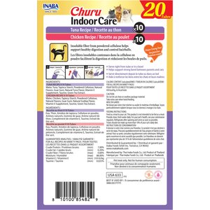 Inaba Churu Indoor Care Tuna & Chicken Variety Creamy Puree Grain-Free Lickable Cat Treats, 0.5-oz tube, 20 count