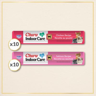 Show full view: Inaba Churu Indoor Care Chicken & Salmon Variety Creamy Puree Grain-Free Lickable Cat Treats, 0.5-oz tube, 20 count slide 4 of 8