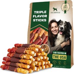 Beloved Pets Natural Pet Dried Snacks Triple Duck, Chicken & Meat Flavor Human Grade Grain-Free Rawhide Dog Chews, 10.6-oz bag