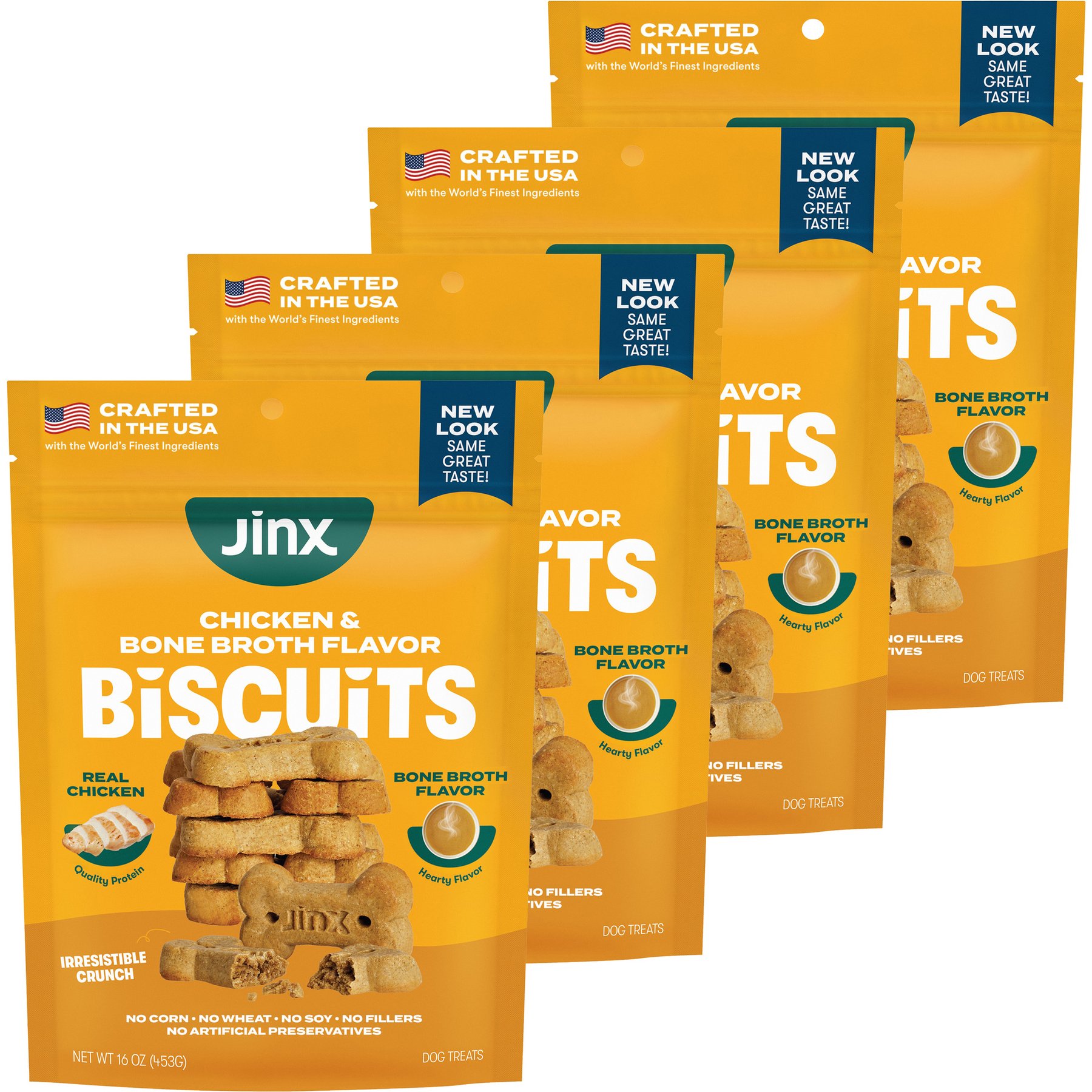 Jinx Chicken & Bone Broth Biscuits Crunchy Dog Treats, 64-oz bundle