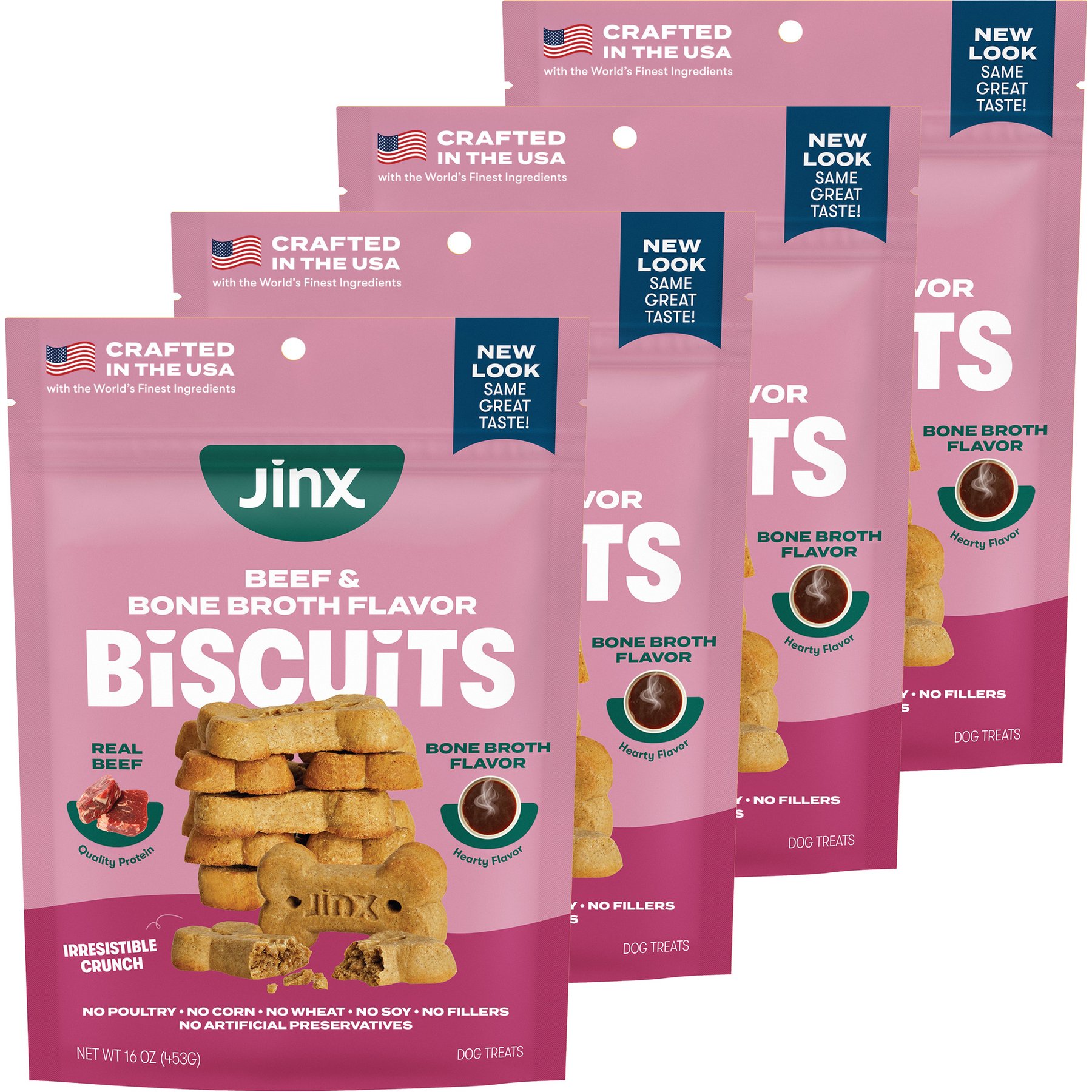 Jinx Beef & Bone Broth Biscuits Crunchy Dog Treats, 64-oz bundle