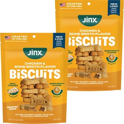 Jinx Jinx Chicken & Bone Broth Biscuits Crunchy Dog Treats, 32-oz bundle