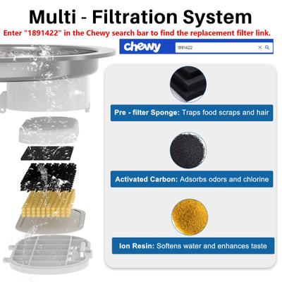 Show full view: PATPET Stainless Steel Flower Flow Automatic Cat Water Fountain, 108-fl oz slide 8 of 9