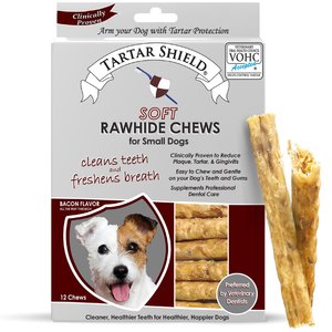 Tartar Shield Soft Rawhide Chews Daily Dental Dog Treat, Small, 12 count