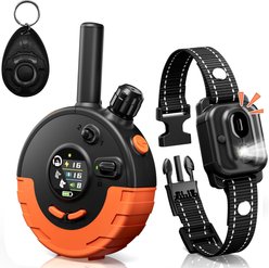 Bousnic 4000-ft Rechargeable Ergonomic Remote Dog Shock Collar with LED Light, Orange