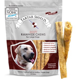 Tartar Shield Soft Rawhide Chews Daily Dental Dog Treat, Large, 24 count