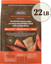 Merrick Real Beef + Sweet Potato Recipe Grain-Free Chicken-Free Adult Dry Dog Food, 22-lb bag slide 2 of 7
