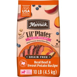 Merrick Lil' Plates Grain-Free Chicken-Free Real Beef, Sweet Potato + Peas with Raw Bites Recipe Small Breed Dry Dog Food, 10-lb bag
