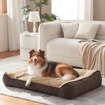 Show full view: JOEJOY Rabbit Fur Quilted Orthopedic Furniture Style Sofa Dog & Cat Bed, Brown, 38 x 28 x 9-in slide 9 of 10
