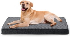 JOEJOY Rabbit Fur Quilted Memory Foam Pad Dog & Cat Bed, Grey, 41 x 27 x 4-in