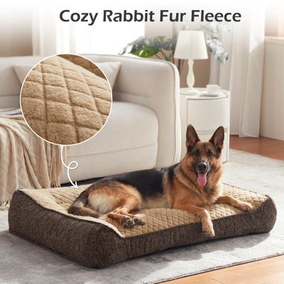 Show full view: JOEJOY Rabbit Fur Quilted Orthopedic Furniture Style Sofa Dog & Cat Bed, Brown, 35 x 25 x 8-in slide 3 of 10