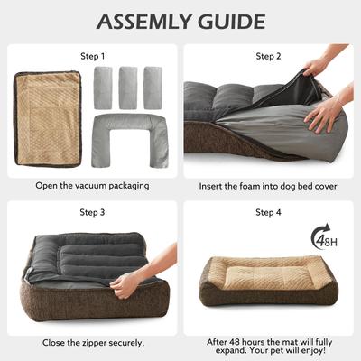 Show full view: JOEJOY Rabbit Fur Quilted Orthopedic Furniture Style Sofa Dog & Cat Bed, Brown, 38 x 28 x 9-in slide 8 of 10