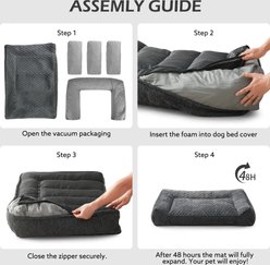 JOEJOY Rabbit Fur Quilted Orthopedic Furniture Style Sofa Dog & Cat Bed, Grey, 35 x 25 x 8-in slide 2 of 9