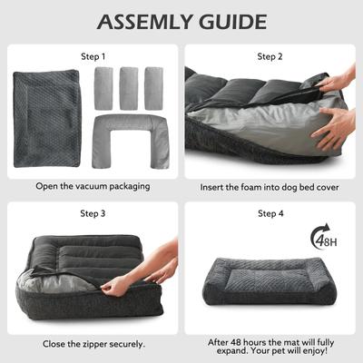 Show full view: JOEJOY Rabbit Fur Quilted Orthopedic Furniture Style Sofa Dog & Cat Bed, Grey, 48 x 35 x 10-in slide 9 of 10