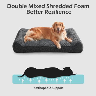 Show full view: JOEJOY Rabbit Fur Quilted Orthopedic Furniture Style Sofa Dog & Cat Bed, Grey, 48 x 35 x 10-in slide 2 of 10