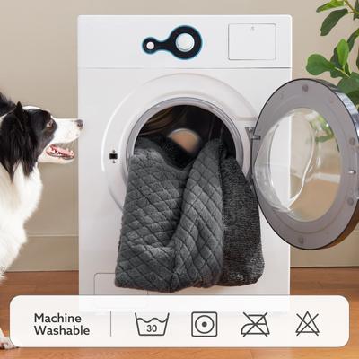 Show full view: JOEJOY Rabbit Fur Quilted Orthopedic Furniture Style Sofa Dog & Cat Bed, Grey, 48 x 35 x 10-in slide 7 of 10