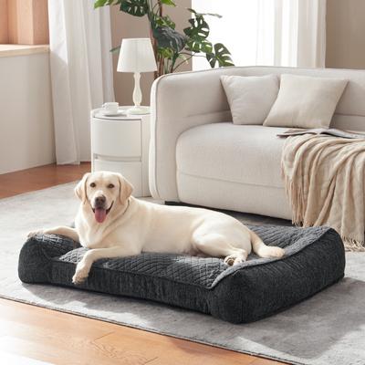 Show full view: JOEJOY Rabbit Fur Quilted Orthopedic Furniture Style Sofa Dog & Cat Bed, Grey, 48 x 35 x 10-in slide 8 of 10