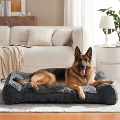 Show full view: JOEJOY Rabbit Fur Quilted Orthopedic Furniture Style Sofa Dog & Cat Bed, Grey, 48 x 35 x 10-in slide 5 of 10