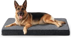 JOEJOY Rabbit Fur Quilted Memory Foam Pad Dog & Cat Bed, Grey, 47 x 29 x 4-in