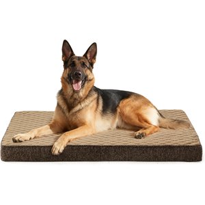 JOEJOY Rabbit Fur Quilted Memory Foam Pad Dog & Cat Bed, Brown, 47 x 29 x 4-in