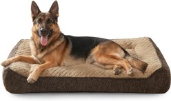 JOEJOY Rabbit Fur Quilted Orthopedic Furniture Style Sofa Dog & Cat Bed, Brown, 48 x 35 x 10-in