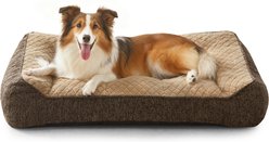 JOEJOY Rabbit Fur Quilted Orthopedic Furniture Style Sofa Dog & Cat Bed, Brown, 38 x 28 x 9-in
