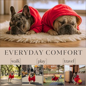 Fabulous Fido Cotton Cozy & Comfortable Dog Hoodie with Front Zipper, Red, Large
