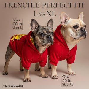 Fabulous Fido Cotton Cozy & Comfortable Dog Hoodie with Front Zipper, Red, Large