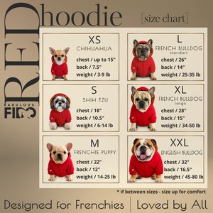 Fabulous Fido Cotton Cozy & Comfortable Dog Hoodie with Front Zipper, Red, Large