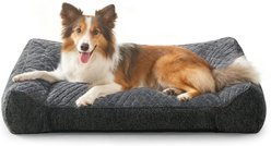 JOEJOY Rabbit Fur Quilted Orthopedic Furniture Style Sofa Dog & Cat Bed, Grey, 38 x 28 x 9-in