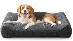 JOEJOY Rabbit Fur Quilted Orthopedic Furniture Style Sofa Dog & Cat Bed, Grey, 35 x 25 x 8-in