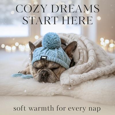 Show full view: Fabulous Fido Beanie with Ear Holes & Adjustable Chin Strap Dog Knit Hat, Aqua, Medium slide 5 of 10