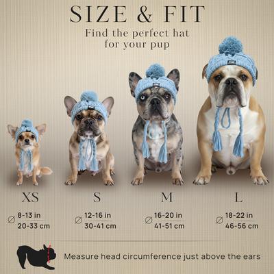 Show full view: Fabulous Fido Beanie with Ear Holes & Adjustable Chin Strap Dog Knit Hat, Aqua, Medium slide 4 of 10